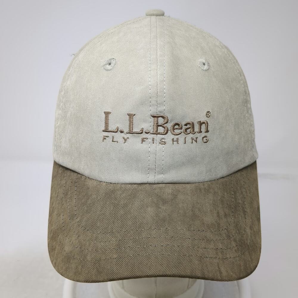 L.L. Bean Baseball Cap Beige Brown One Size Fly Fishing Imperial Slideback Hat - Picture 2 of 9